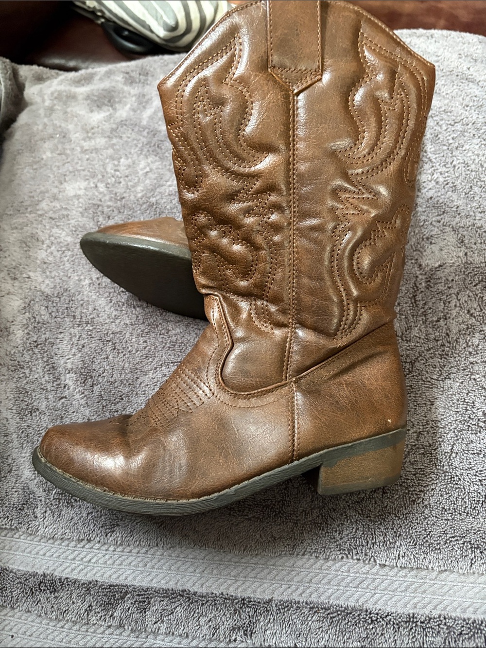 Womens Falls Creek Kids Brown Western Pull-On Boots